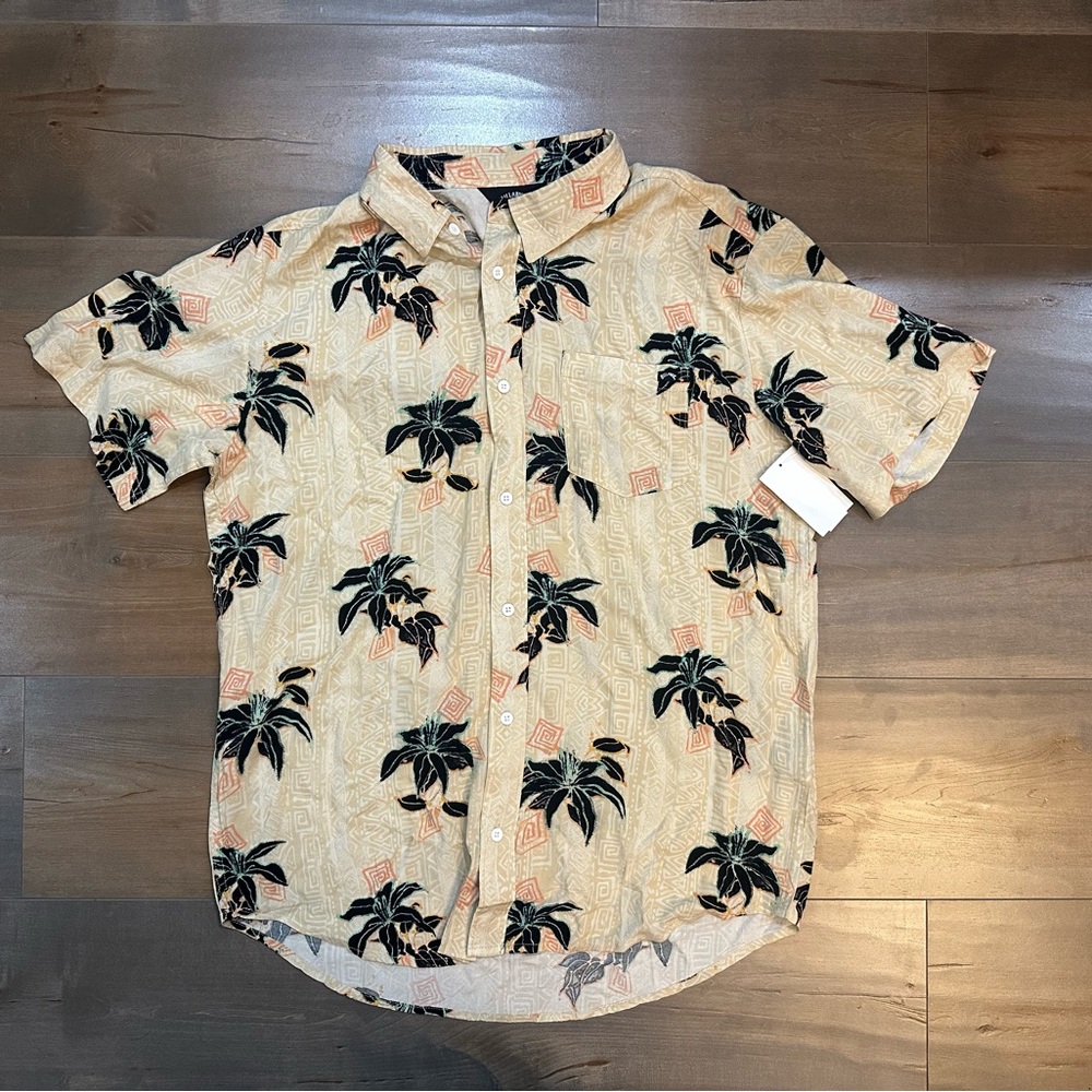 Billabong Cream and Black Casual Button Down Shirt